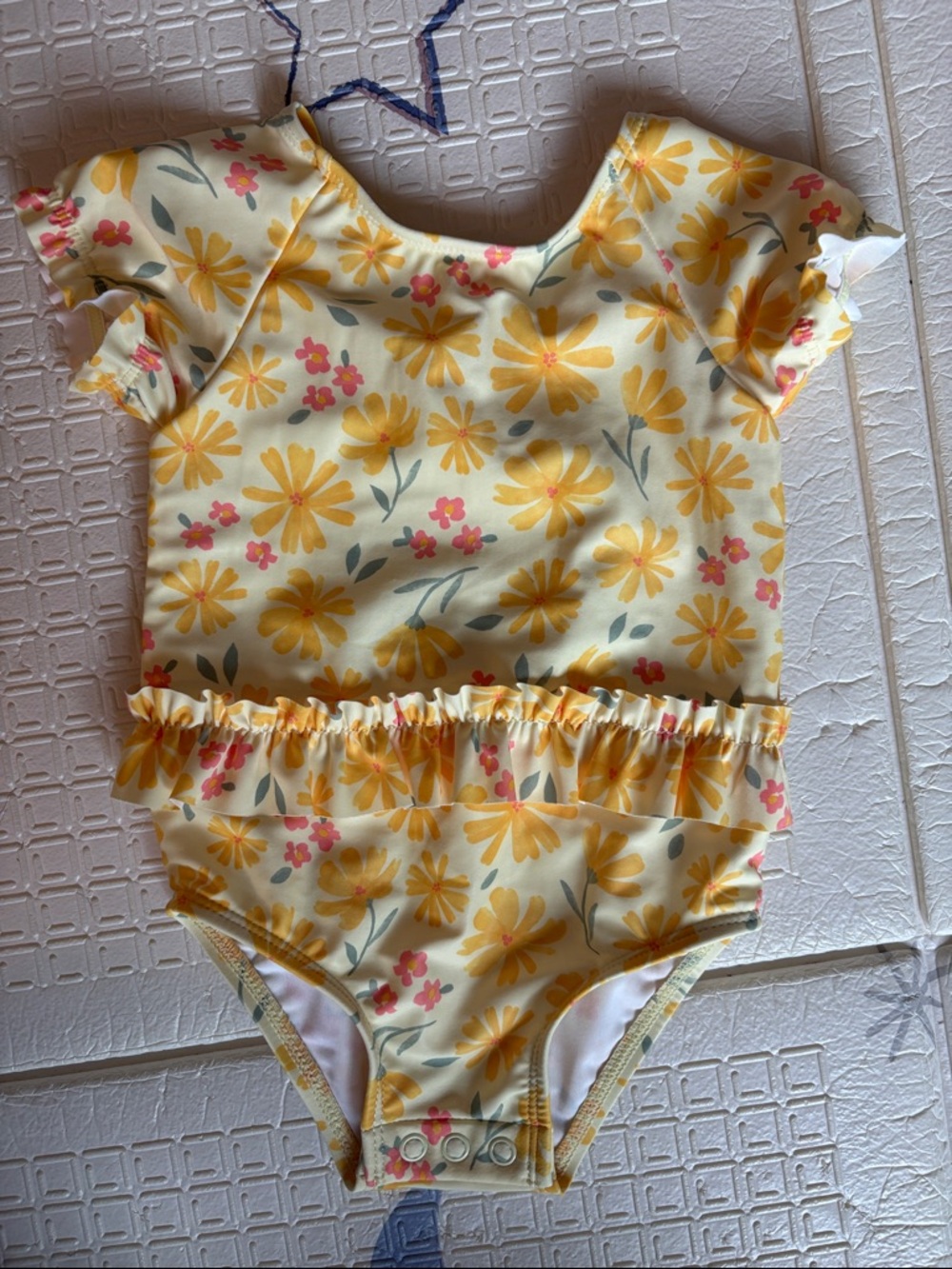Carter's Yellow Floral One-Piece Swimsuit with Pink Accents